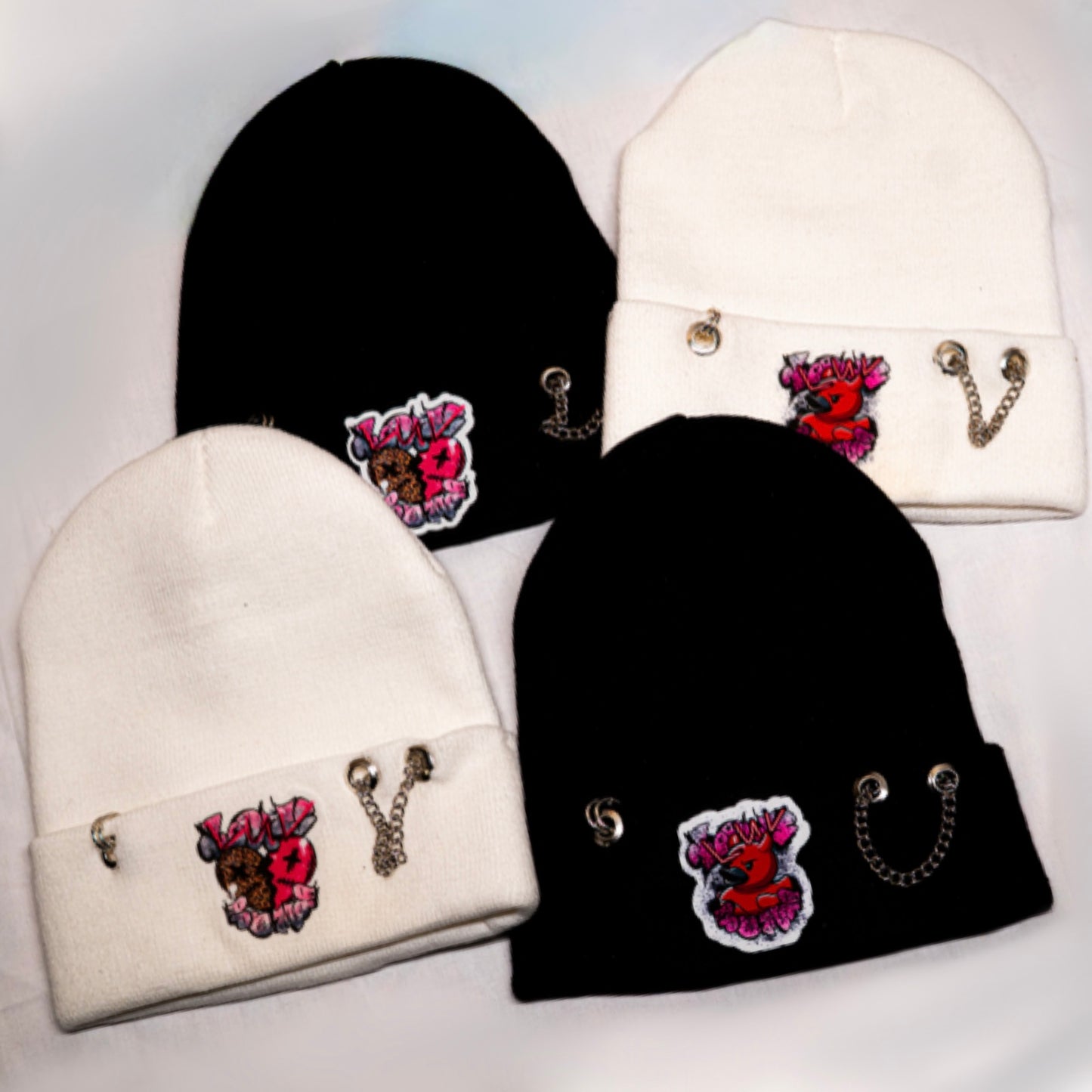LUV BOMB COLLECTION Pierced Beanie Black