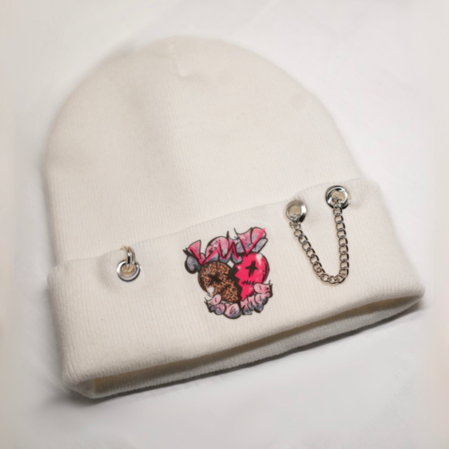 LUV BOMB COLLECTION Pierced Beanie White