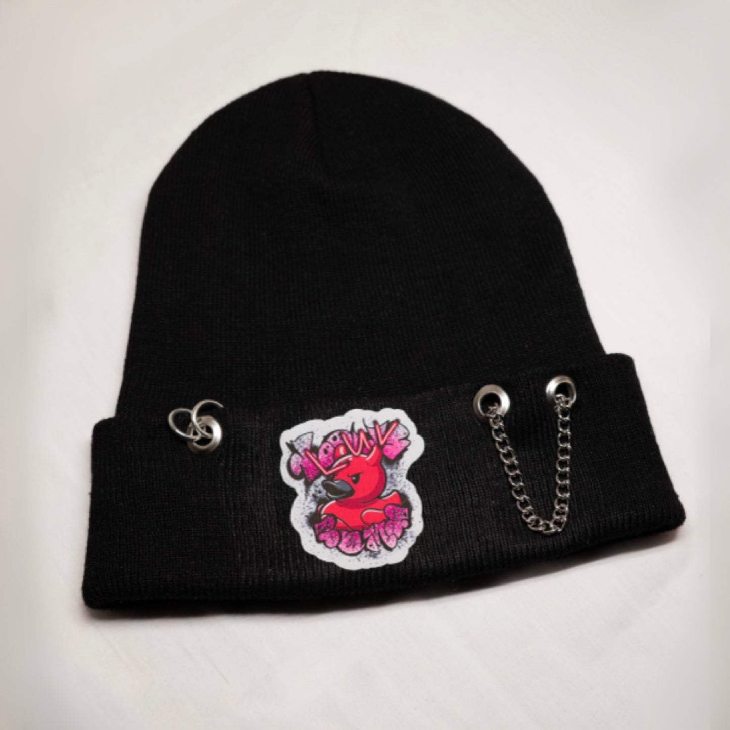 DEVIL DUCK Pierced Beanie Black