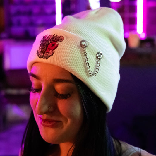 LUV BOMB COLLECTION Pierced Beanie White