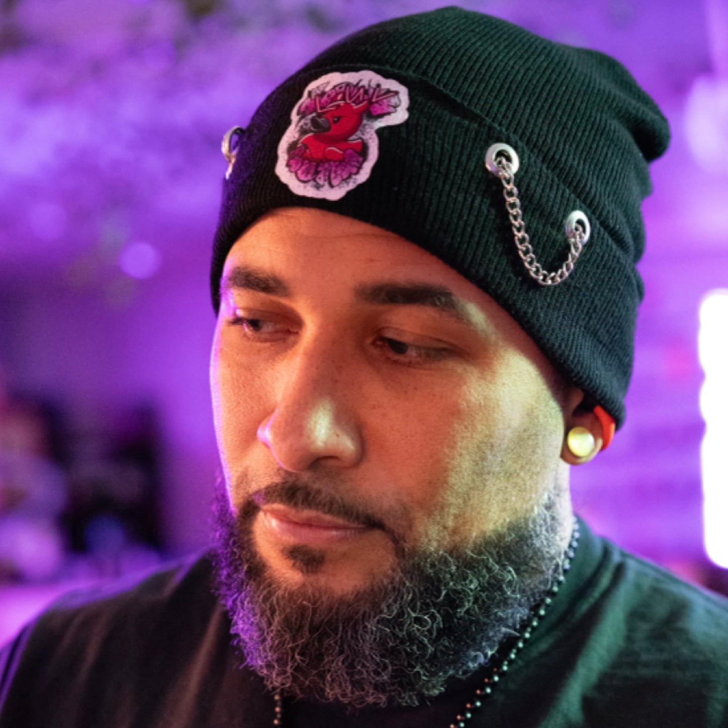 DEVIL DUCK Pierced Beanie Black