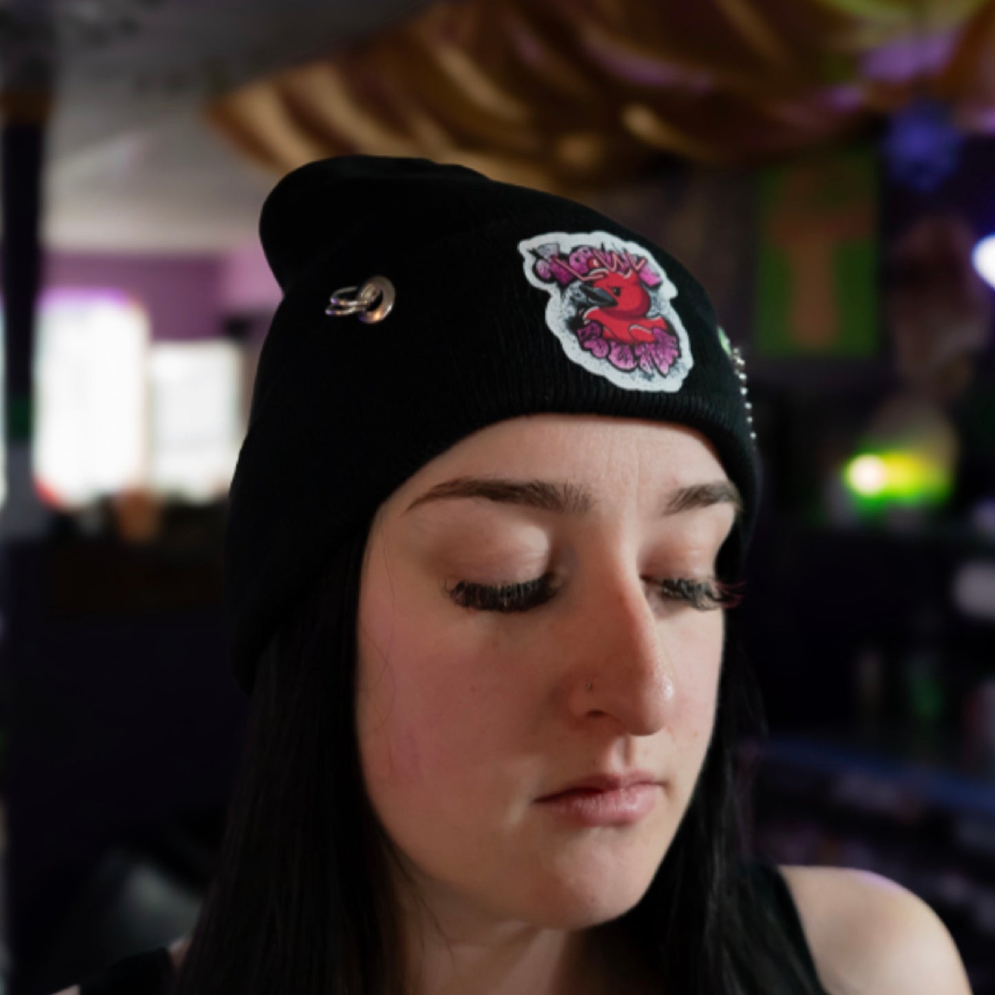 DEVIL DUCK Pierced Beanie Black